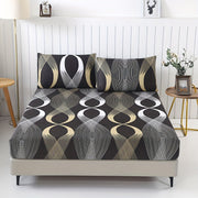 Yog'li yotoq to'shagi to'plami, gullli geometrik dizayn bilan, 3 ta qism, yotoqxona yoki mehmonxona uchun