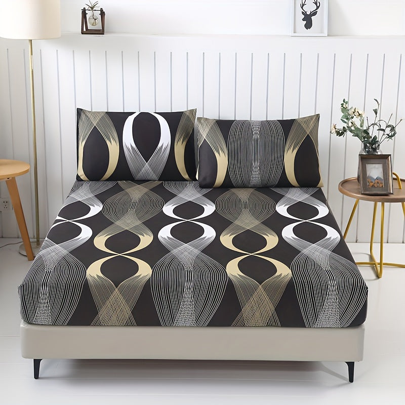 Conjunto de sábanas de felpa con diseño floral geométrico, 3 piezas para dormitorio o hotel