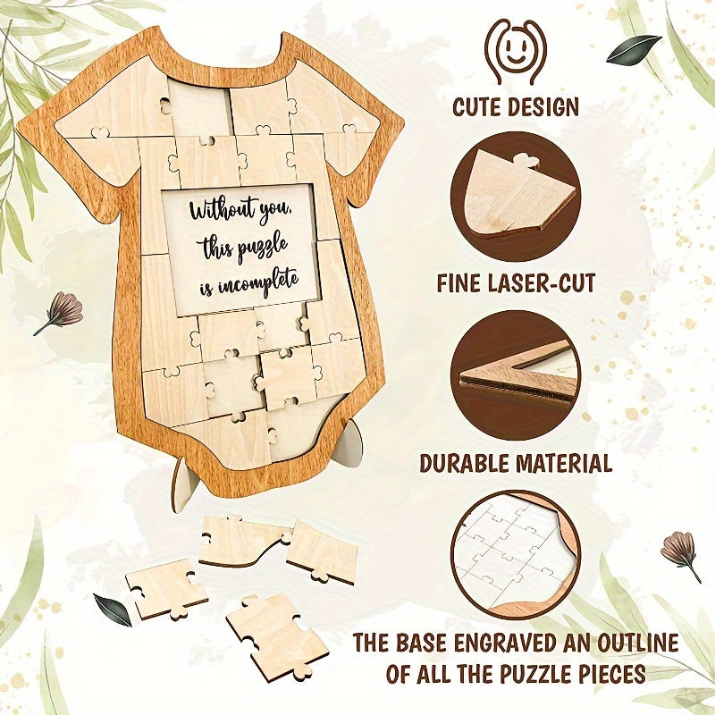 Drevesin ramkali xotira qutisi, to'y mehmonlar kitobi - imzolar va sonogrammalar uchun jumboq dizayni, stendi bilan birga - xona dekoratsiyasi uchun ideal esdalik fotosurat ramkasi