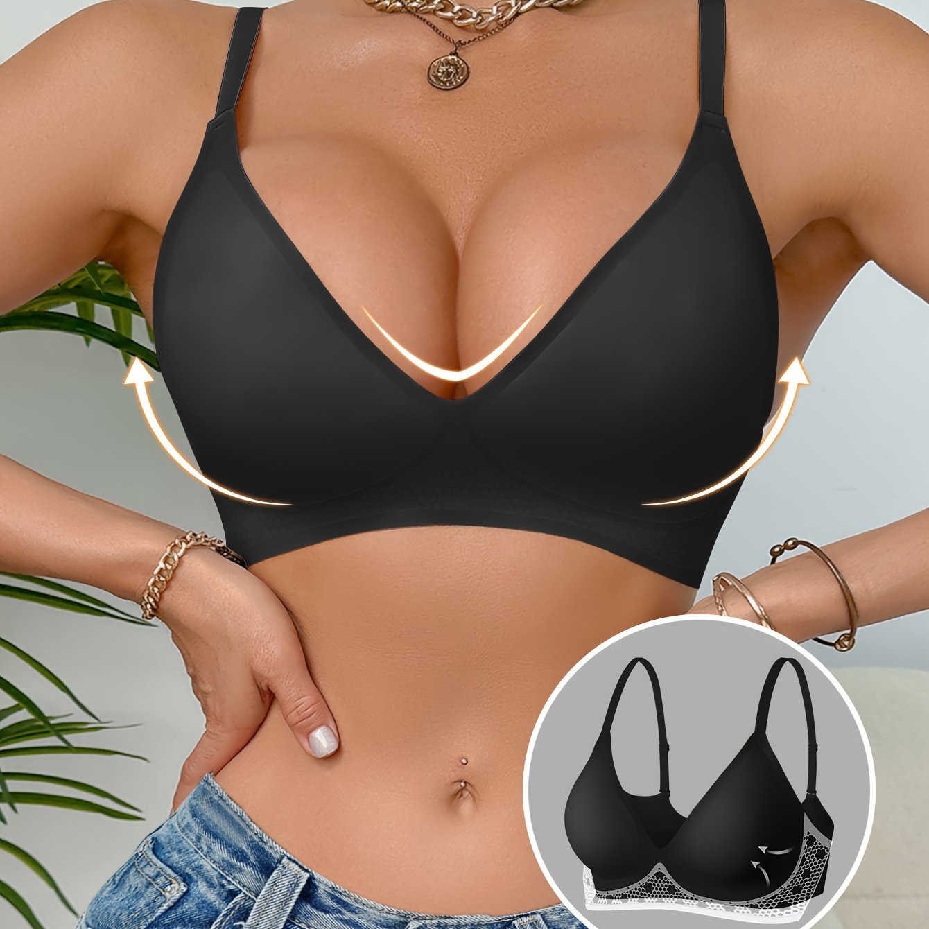Seamless Wireless Push-Up Bra for Women with Removable Pads and Secure Fit