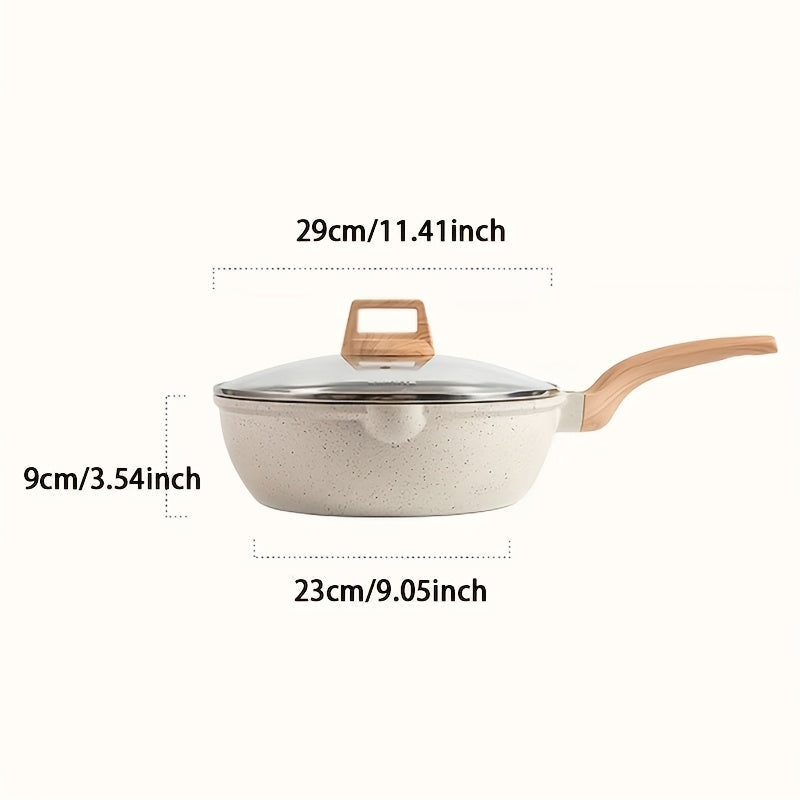 Durable Aluminum Frying Pan with Lid, Versatile Soup and Stew Pot