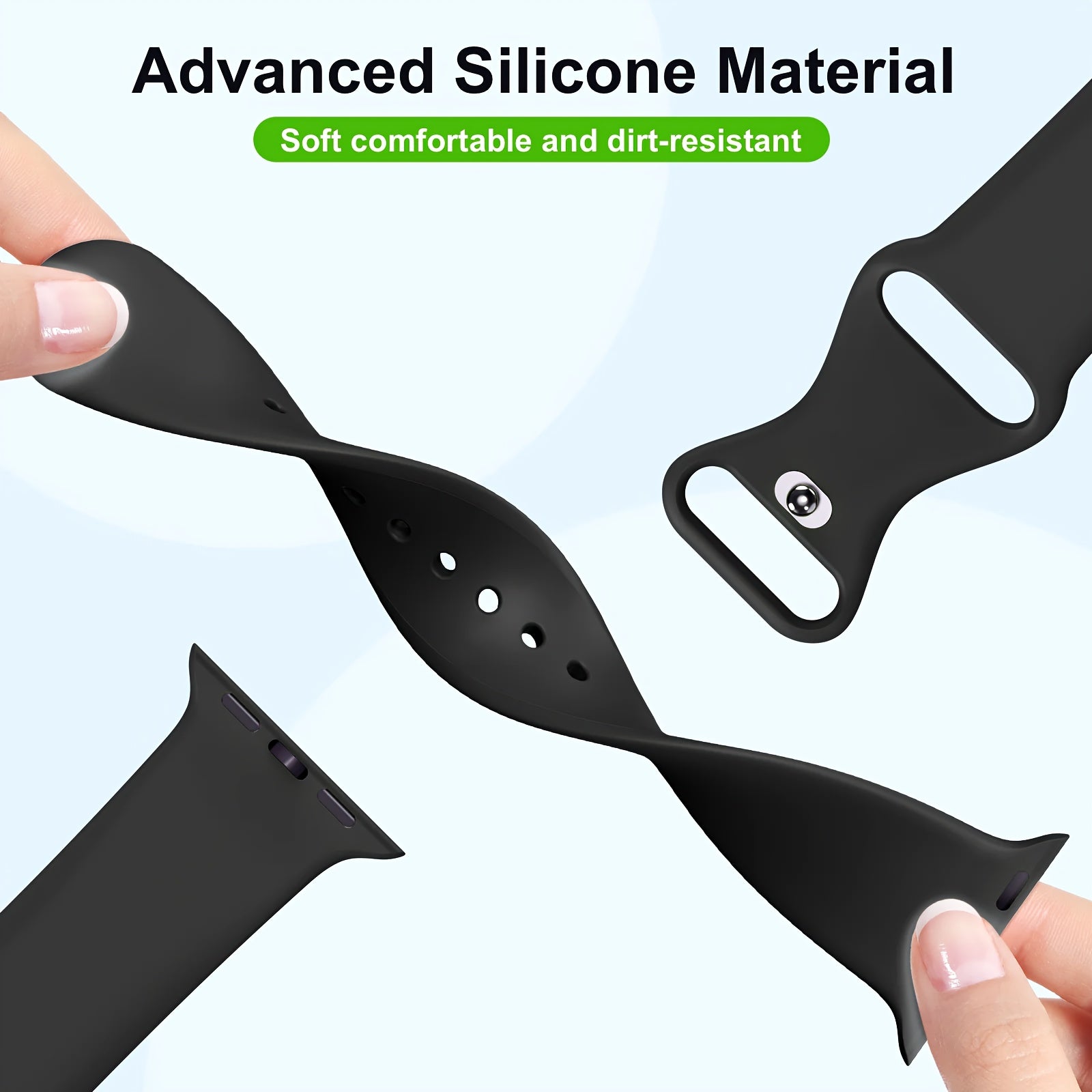 Water-Resistant Silicone Sport Watch Band for Apple Watch Series 1-10 SE Ultra 38-49mm