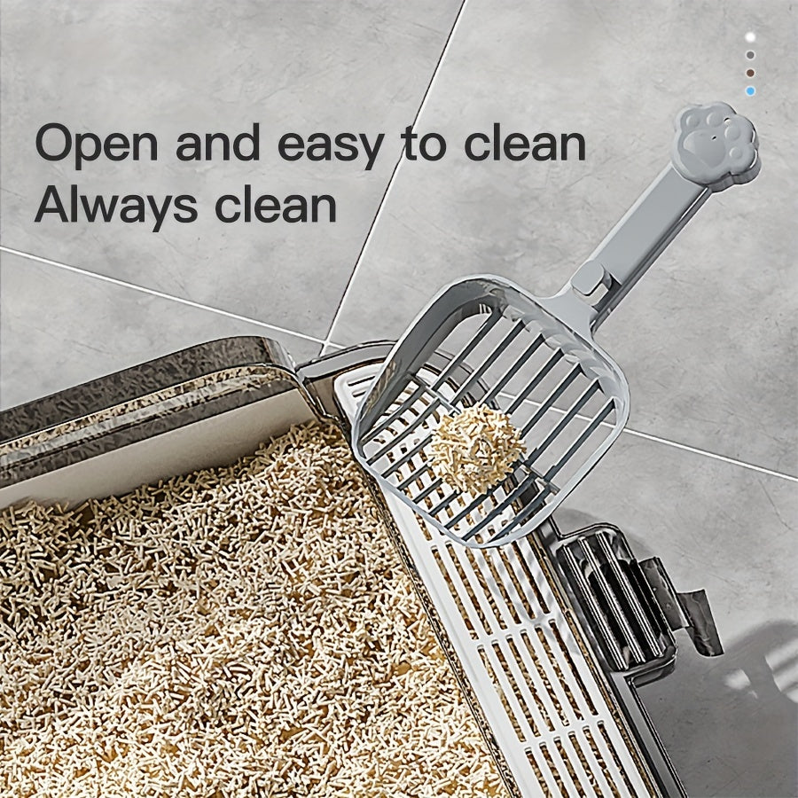 Rectangular Plastic Cat Litter Box with Removable Cover and Raised Edge