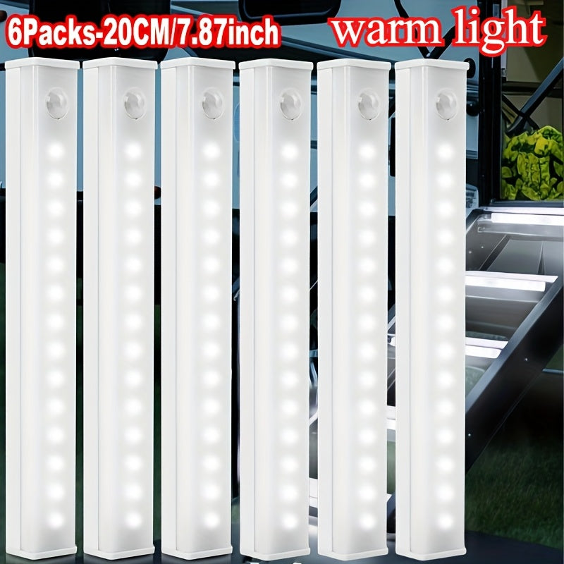 6 dona oq LED harakat sensorli chiroqlar simsiz zaryadlash USB qayta zaryadlanadigan ichki