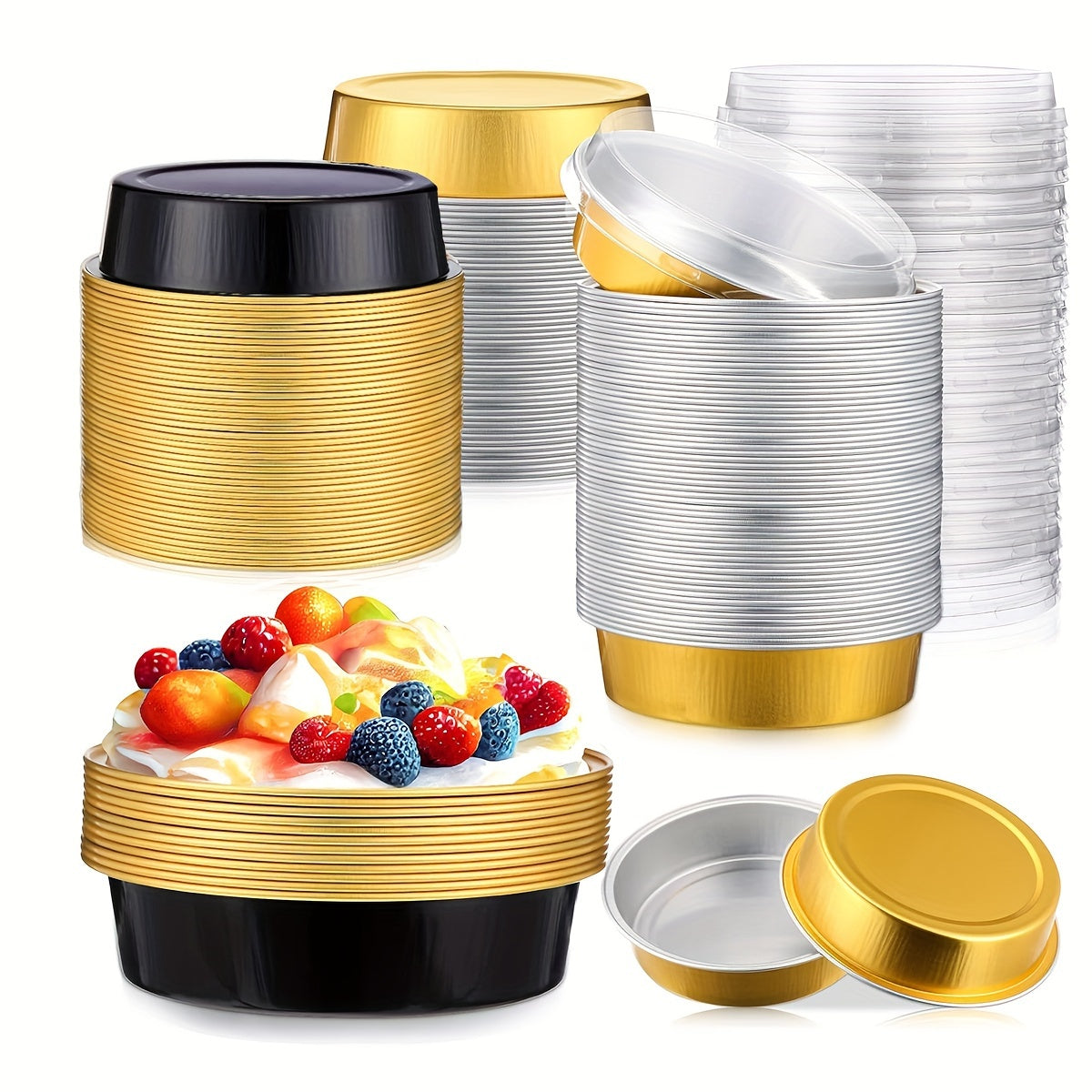 Set of 20 Disposable Aluminum Mini Pie Tins with Lids 8oz 10.16cm for Baking and Desserts