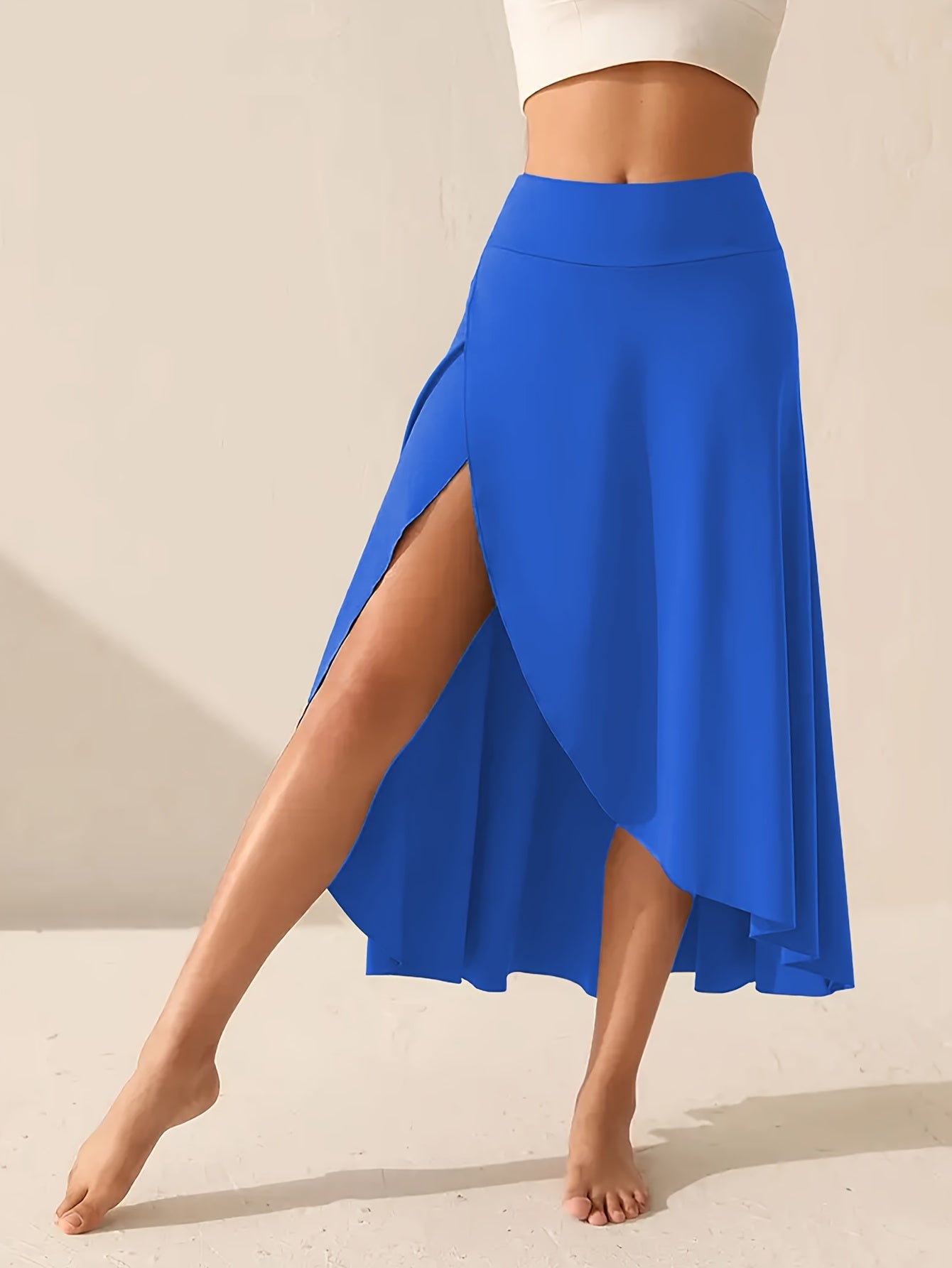 Women's Plus Size Asymmetrical Athletic Midi Skirt Casual Yoga Skirt With Pocket