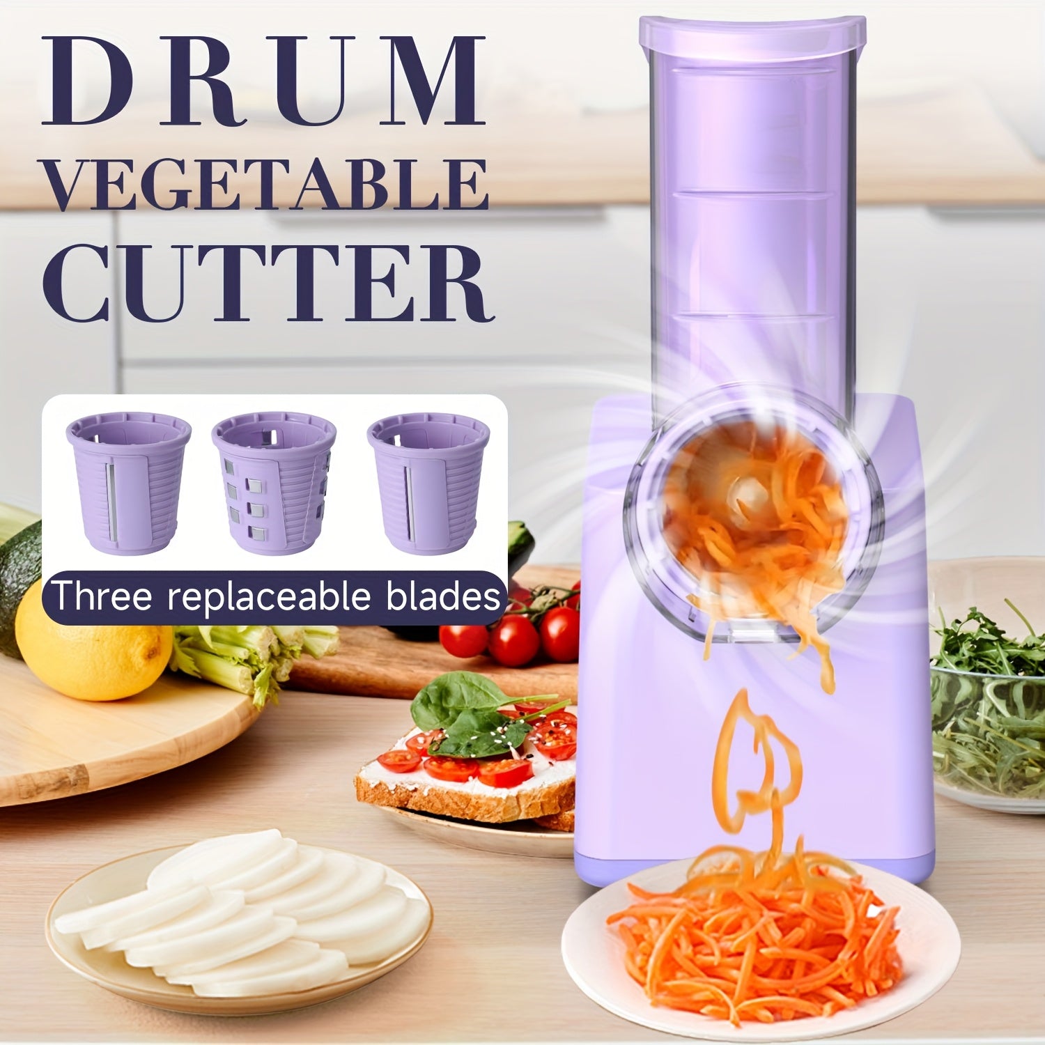 PANCERKA Premium Vegetable Chopper с 3 сменными лезвиями, перезаряжаемый через USB, идеально подходит для различных овощей, идеально для дома, кемпинга и использования на кухне
