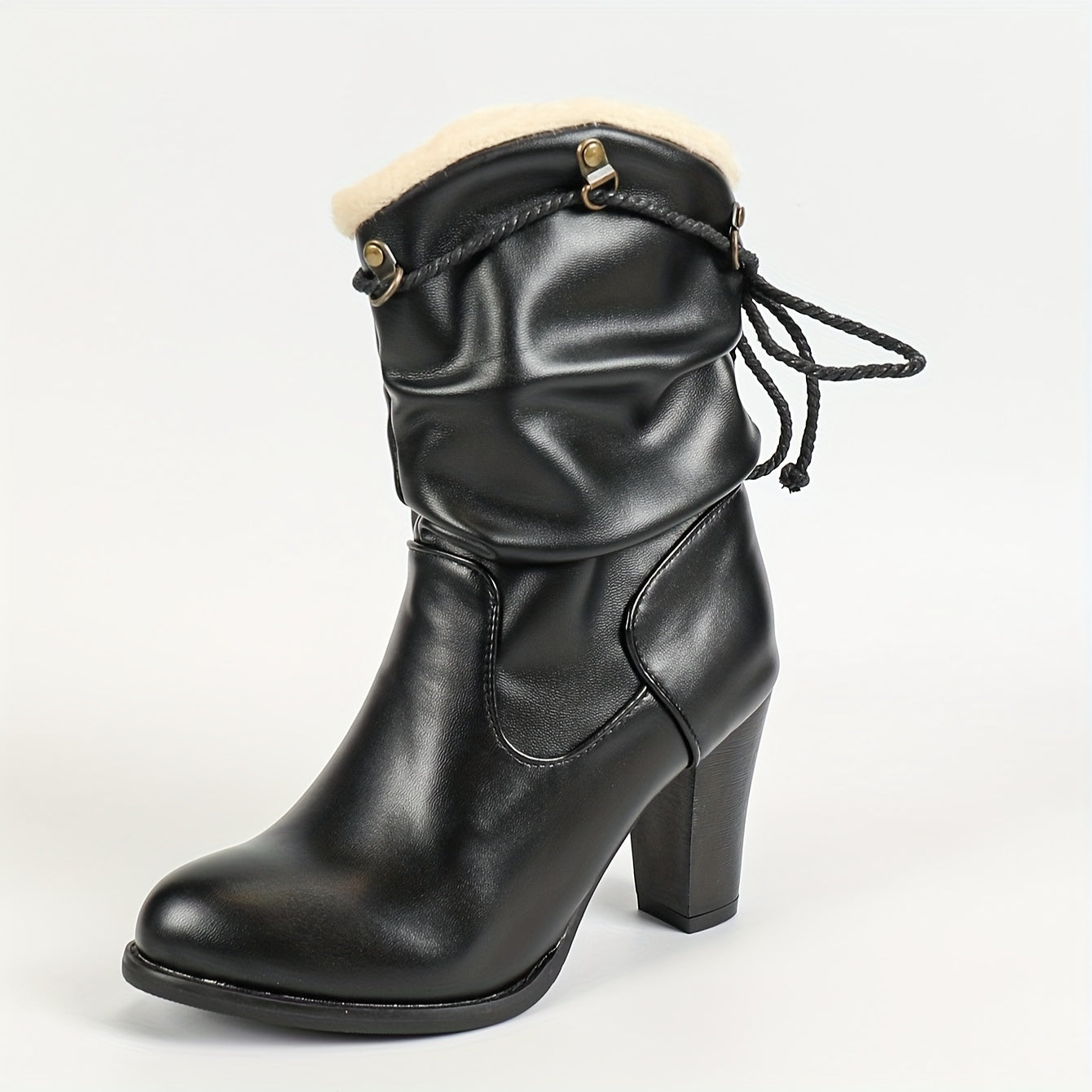 Женские латинские танцевальные сапоги с искусственной кожей, массивный каблук, кисточка, зима