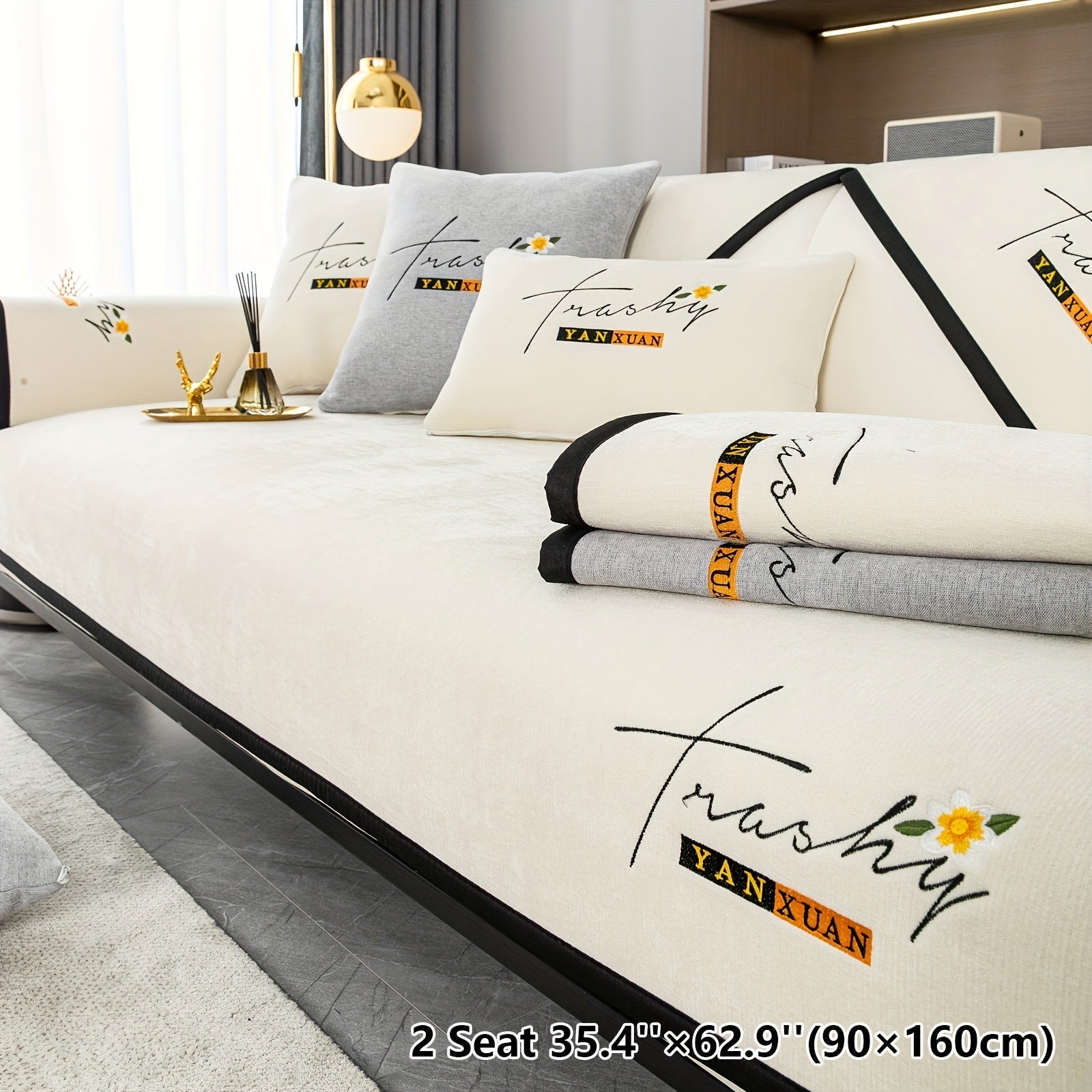 Chenille Sofa Slipcover All Seasons Protects Furniture and Enhances Home Decor