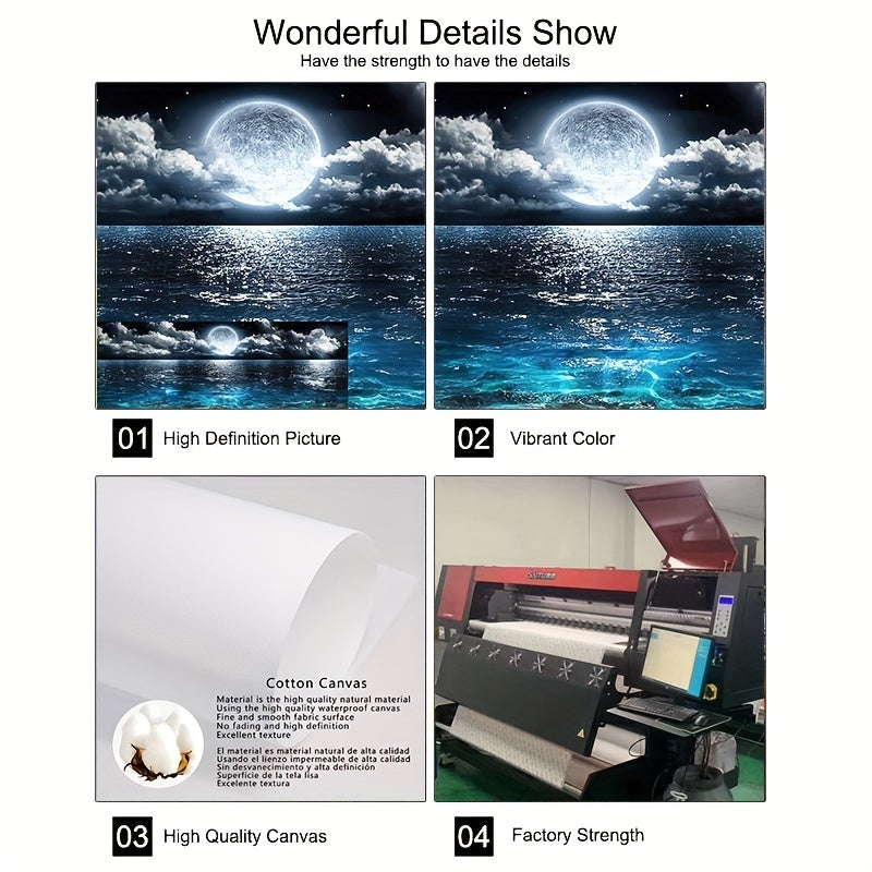 Современное абстрактное морское и ночное лунное настенное искусство на холсте, постер для украшения спальни и гостиной