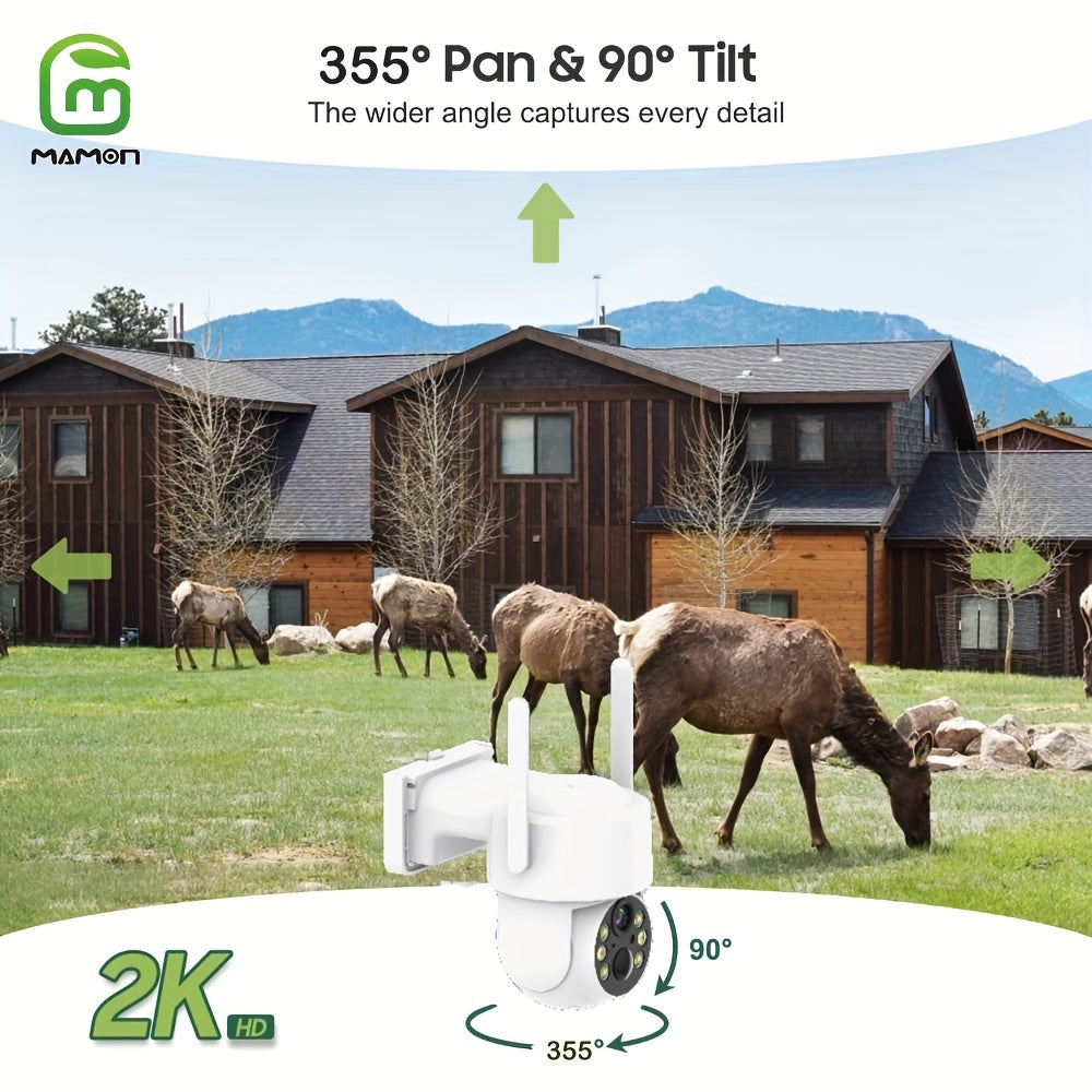 Ulanmagan quyosh energiyali xavfsizlik kamerası 2K kechqurun ko'rish PTZ harakatni aniqlash ikki tomonlama audio