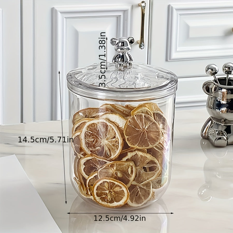 Clear Plastic Airtight Storage Jar for Coffee Snacks and Candy Kitchen Organizer