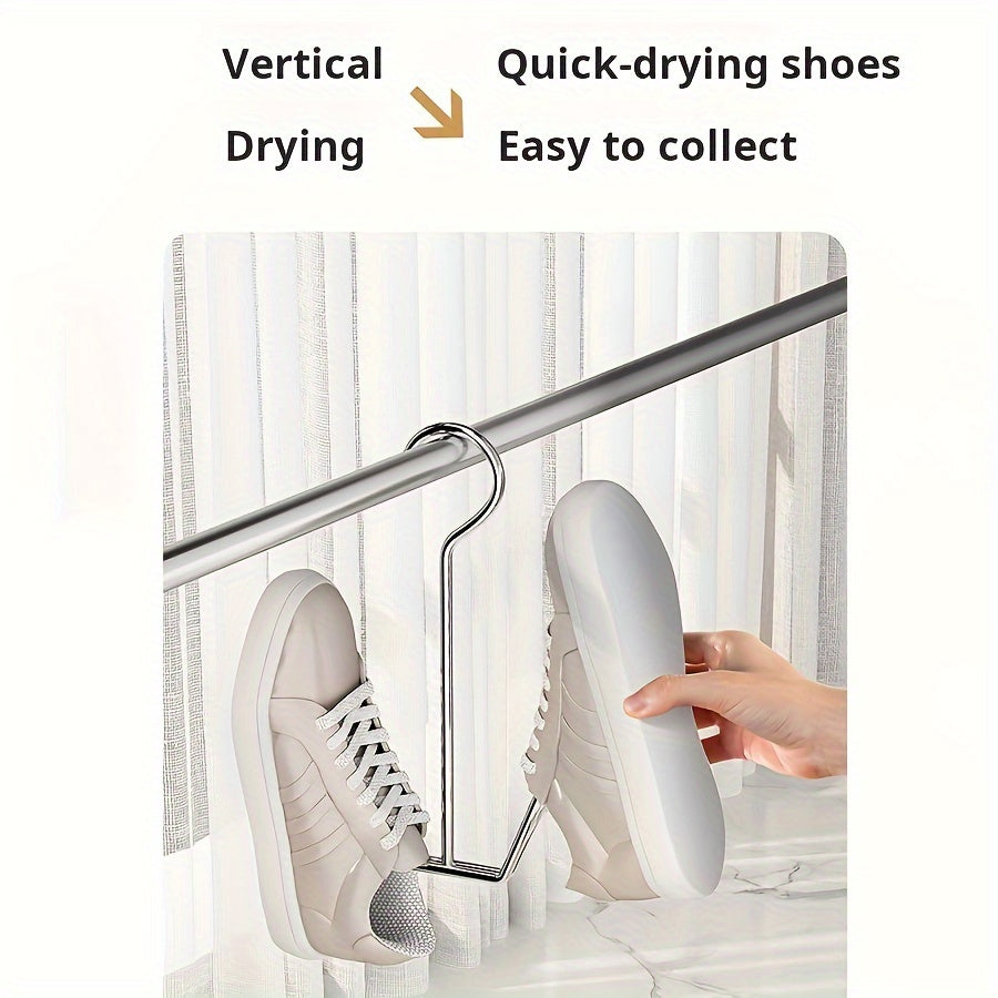 Stainless Steel Shoe Drying Rack Set of 3 or 5 Outdoor Indoor Windproof with Hanging Slippers Hook
