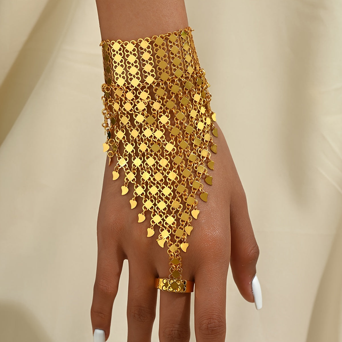 Copper-Plated Metal Love Ring Bracelet for Brides Wedding Jewelry