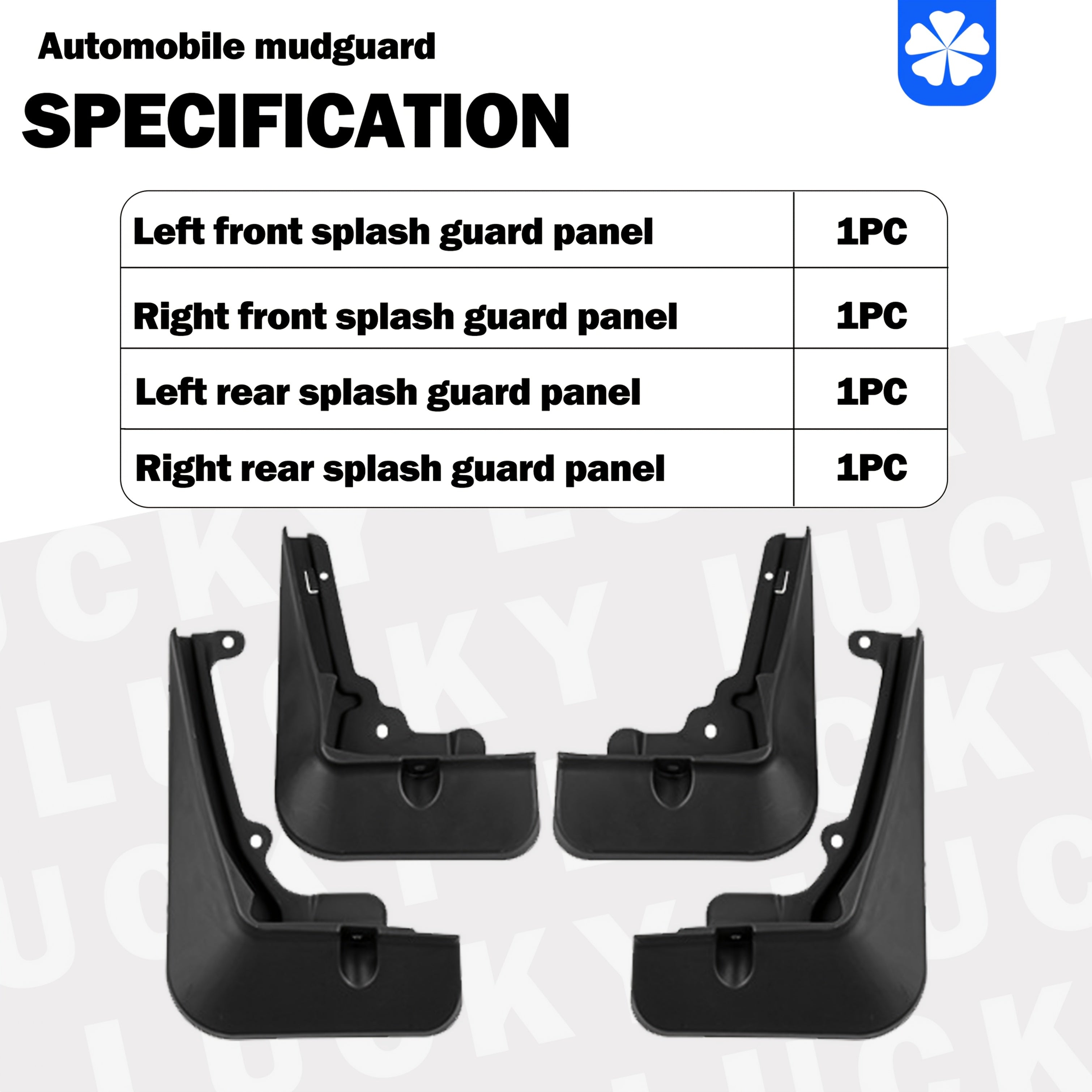 4pcs Black Mud Flaps Splash Guards for Cars Front and Rear Durable PP