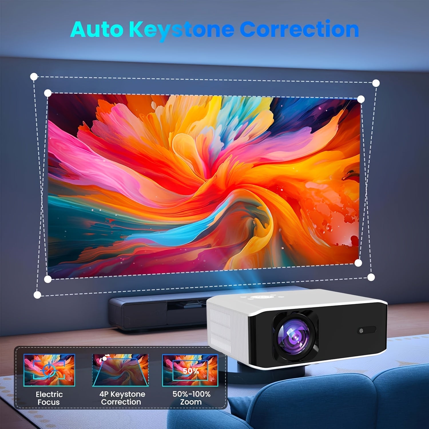 1080P Full HD Home Theater Projector with 4K Support and WiFi