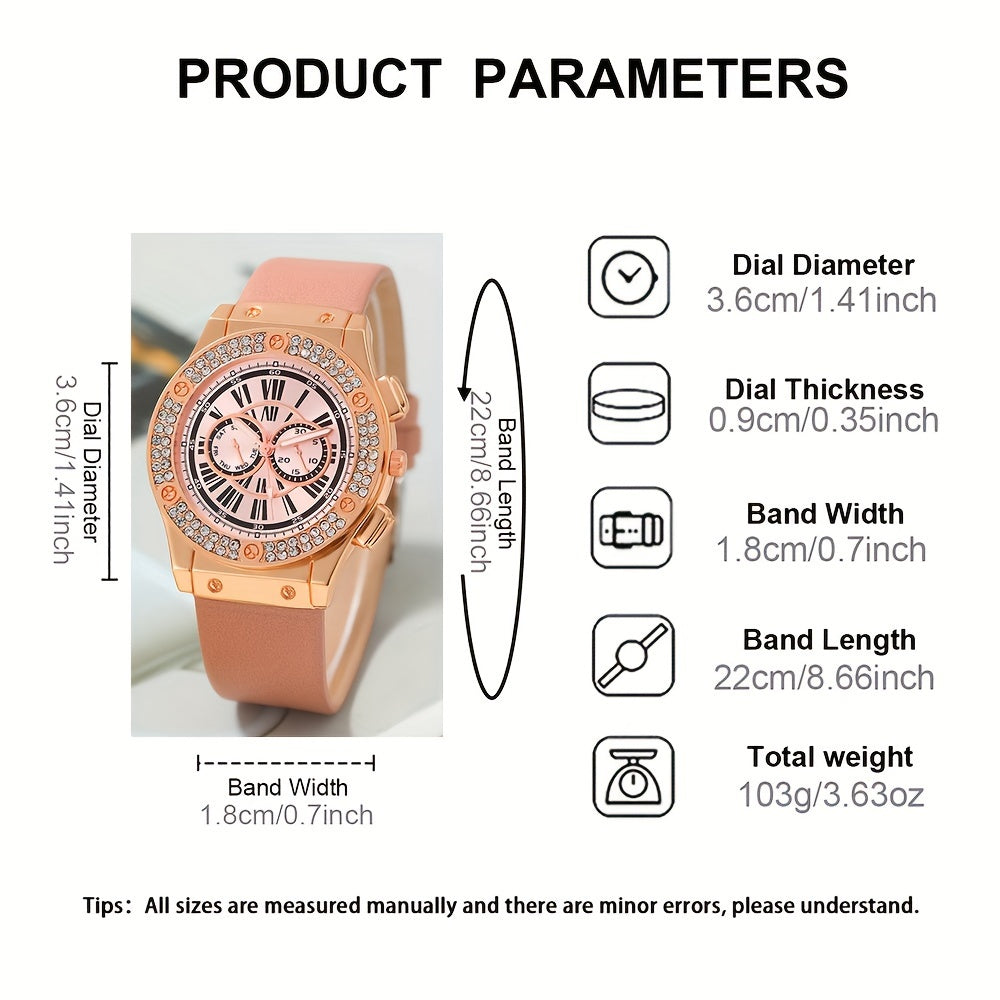 Ayollar modasi soati to'plami, kvarts mexanizmi bilan yuradigan yurak hamyon va ko'zoynaklar bilan, 3 ta bo'lak