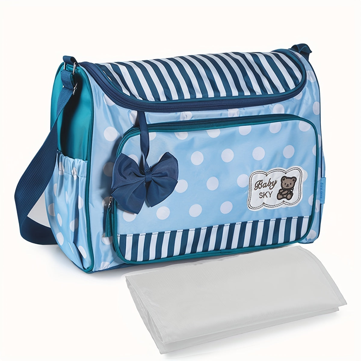Large Capacity Diaper Bag for Parents with Polka Dot Print and Single Shoulder Design