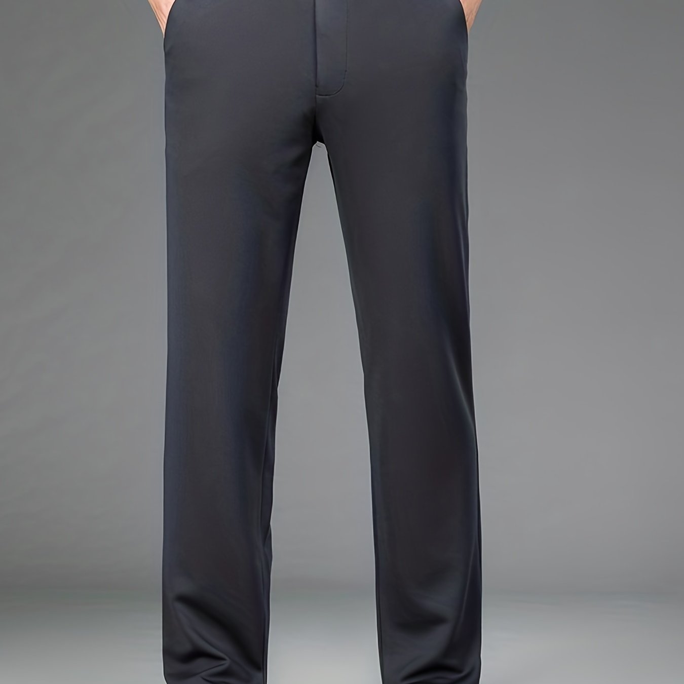 Pantalones formales para hombre de color sólido, corte regular, con ligero stretch para primavera y verano, ideal para negocios