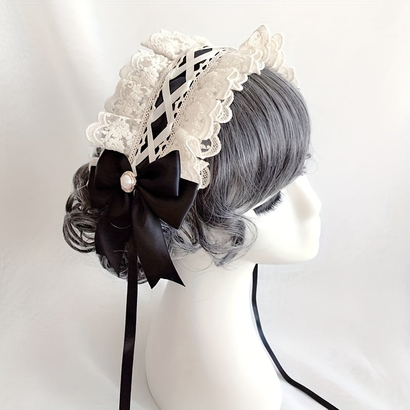 Maid Style Hair Accessory Headband with Non-slip Duck Billed Clips for Women