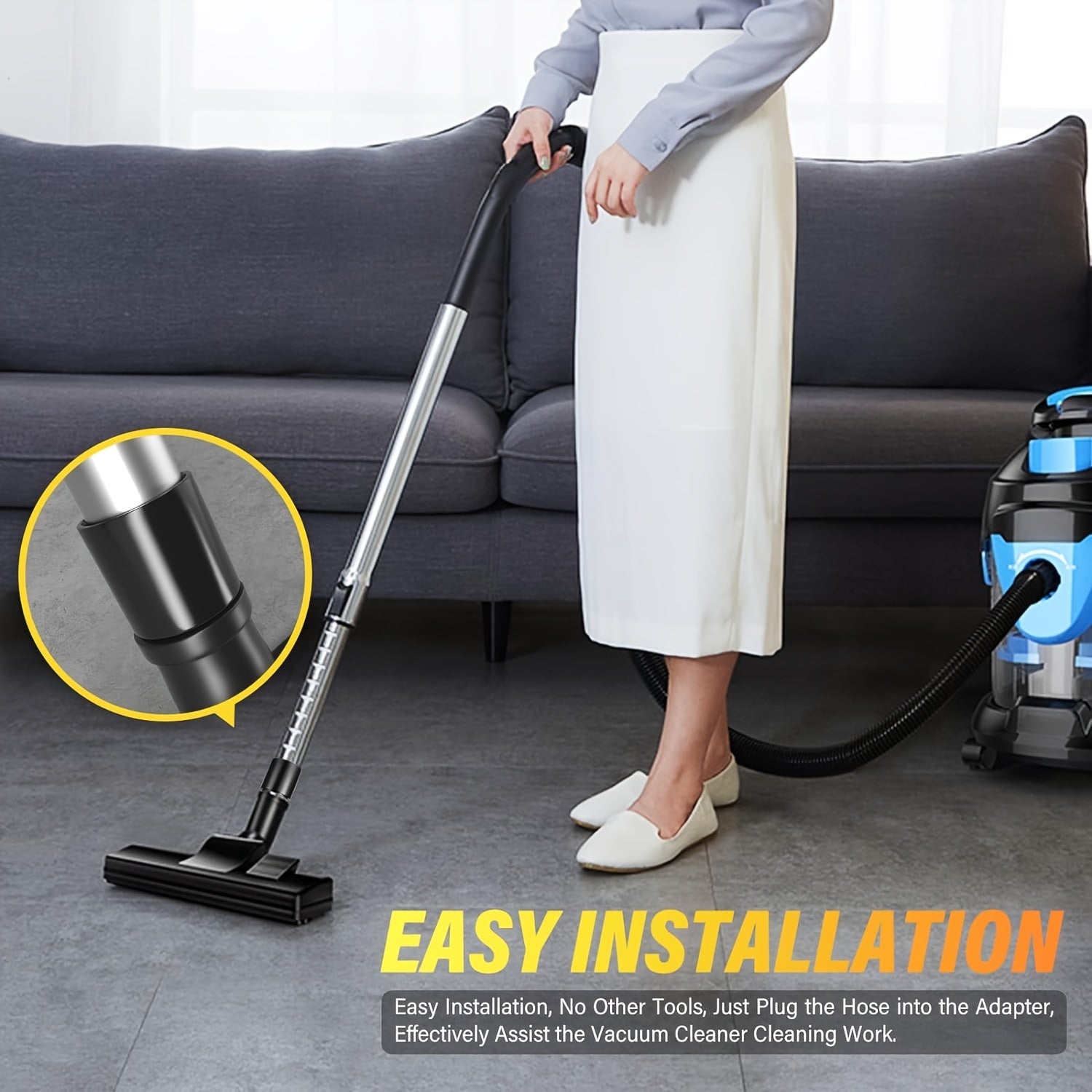 Vacuum Hose Adapter Kit with Reducers for Wet Dry Vacuum, 2-1/2 to 1-1/4 Inches