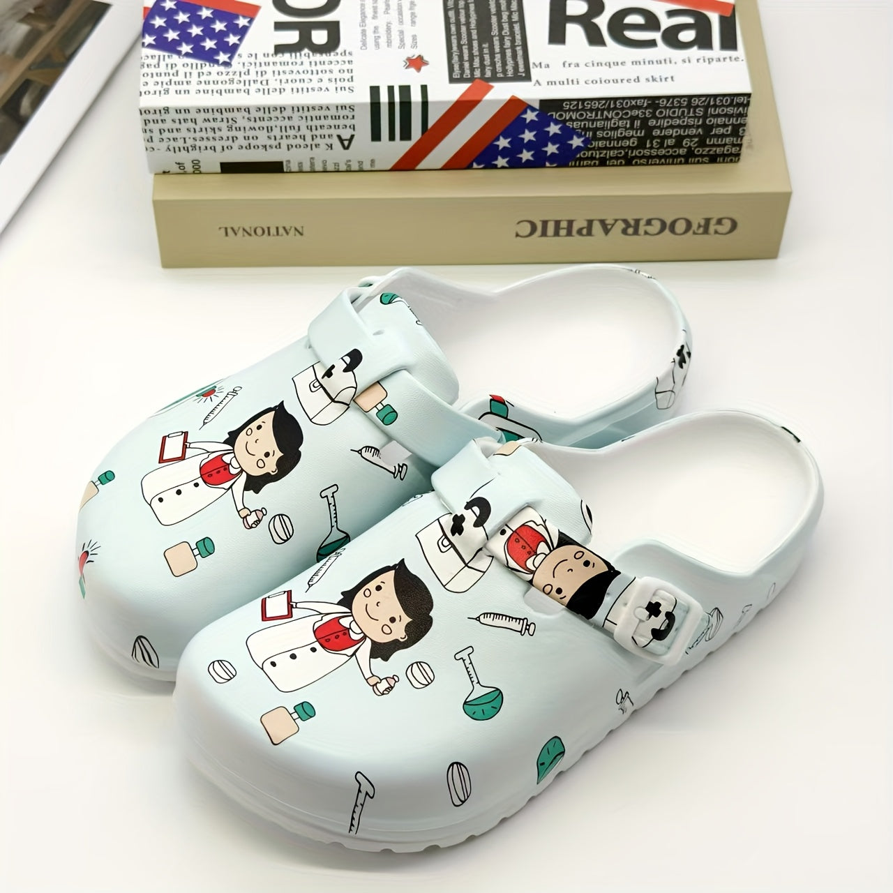 Women's EVA Nurse Clogs Slip-On Non-Slip Cartoon Fashion Comfortable Work Shoes