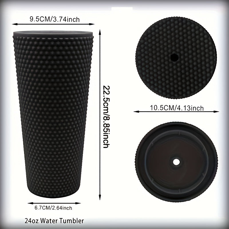1 шт. стакан с шипами с крышкой и соломинкой, 24 унции матовые стаканы, без BPA, блестящий пластиковый стакан для воды, двухслойная бутылка для воды, многоразовый стакан с вентиляцией, посуда, предметы для домашней кухни, подарок на день рождения