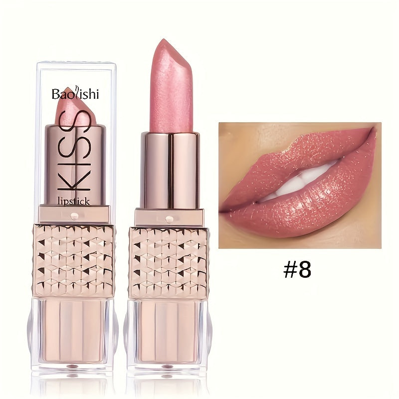 Mujer lápiz labial de terciopelo acabado metálico con brillo duradero