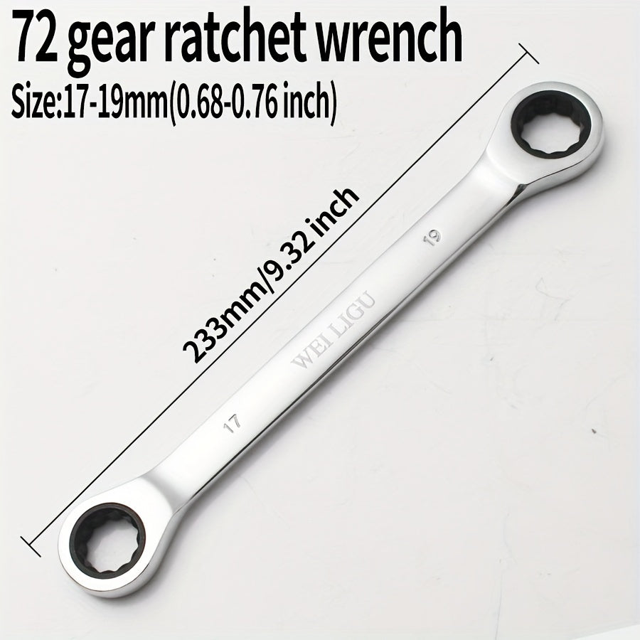 72 Tooth Ratchet Wrench Set Chrome Steel Double End 10-17mm Automotive