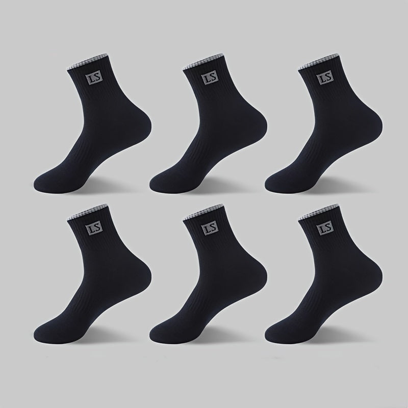 Men's Cotton Blend Crew Socks 6 Pairs Anti-Odor Sweat Absorbent Sports
