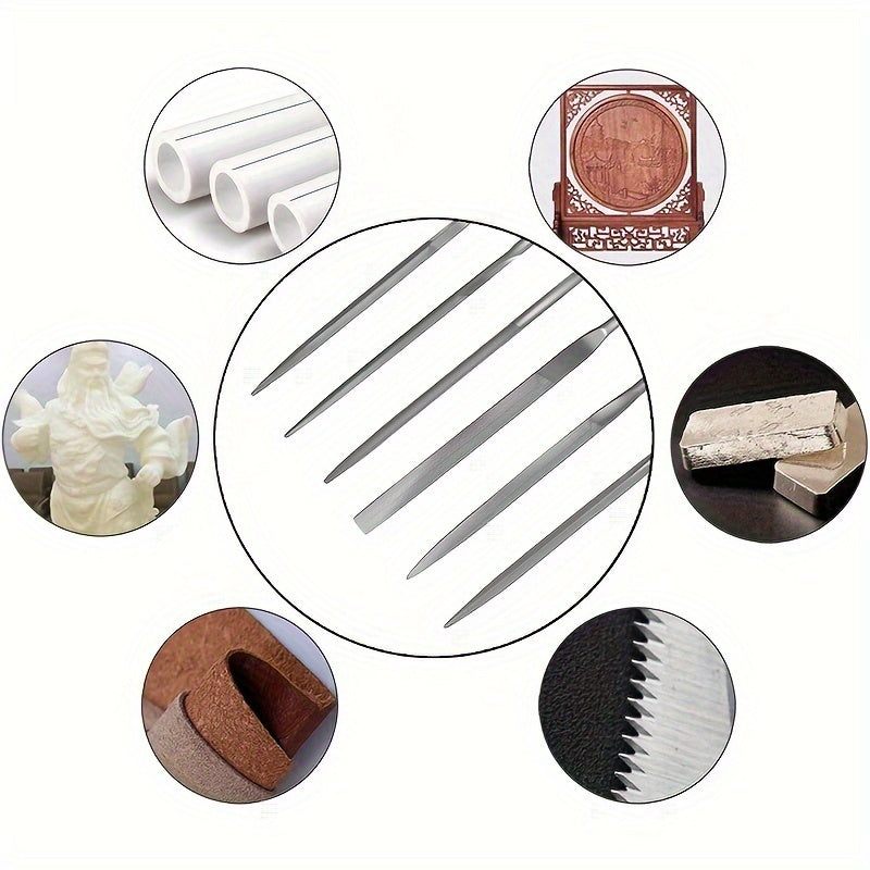 Premium igna fayllar to'plami yuqori uglerodli po'latdan yasalgan fayllar va turli materiallarda aniq fayllash uchun sirpanmaydigan ergonomik tutqichlar bilan - DIY loyihalarida nazorat va chidamlilikni oshirish uchun 6" uzunlik.