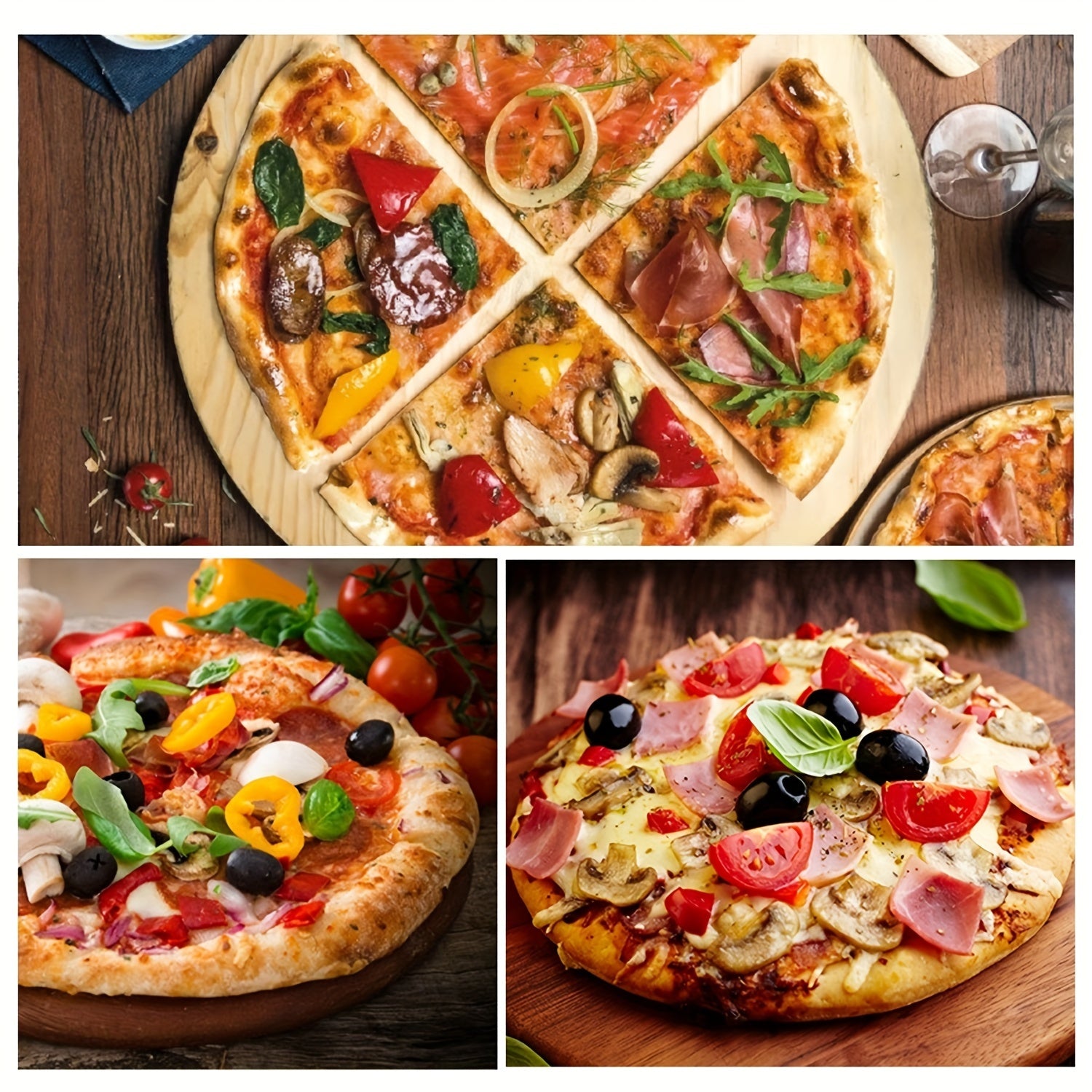 Набор инструментов для пиццы из высококачественной нержавеющей стали 304, включая основу для пиццы, деревянную ручку для корки пиццы, лопатку и нож, подходит как для домашних, так и для уличных печей.