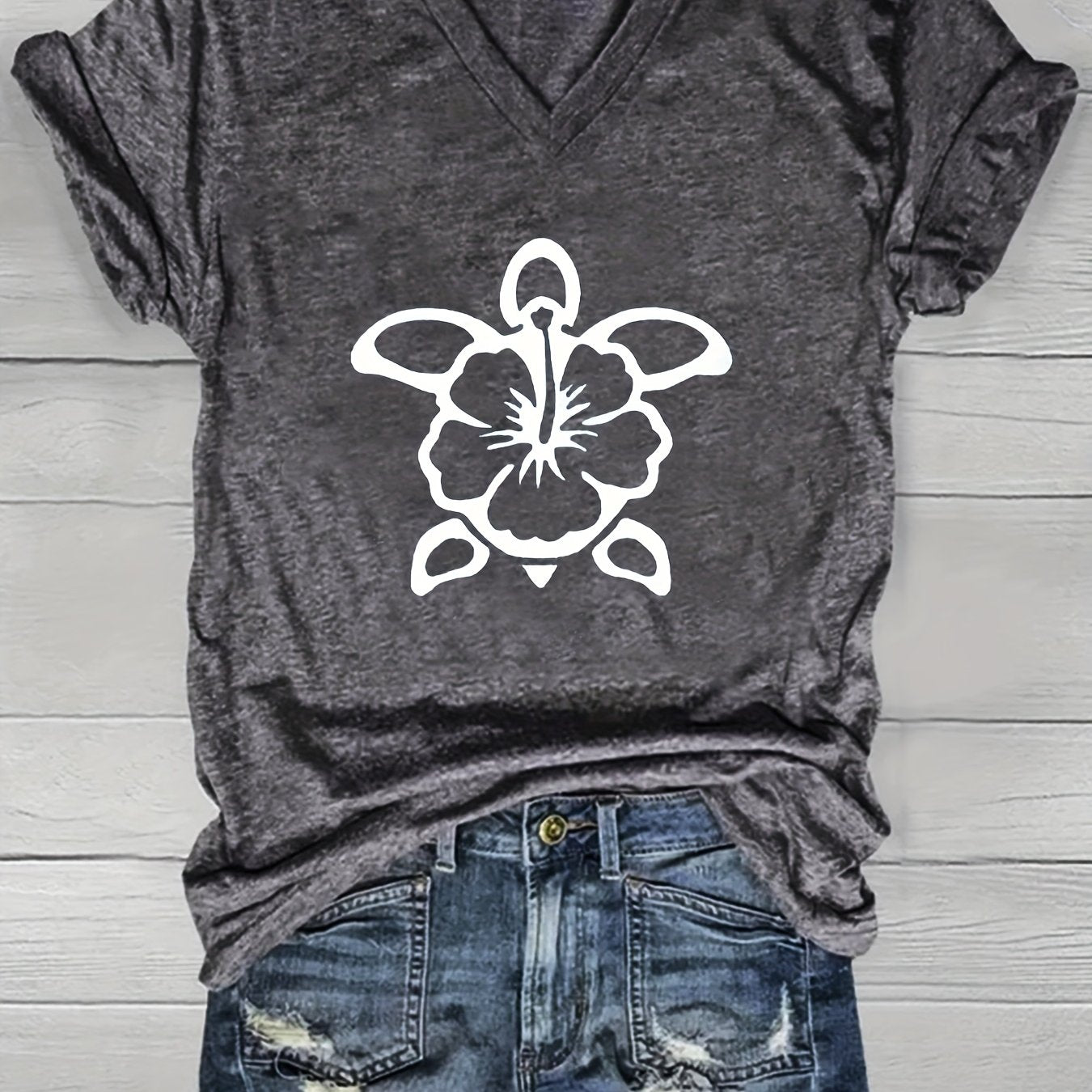 Women's V-Neck Short Sleeve T-Shirt Lightweight Rayon Blend Summer Top