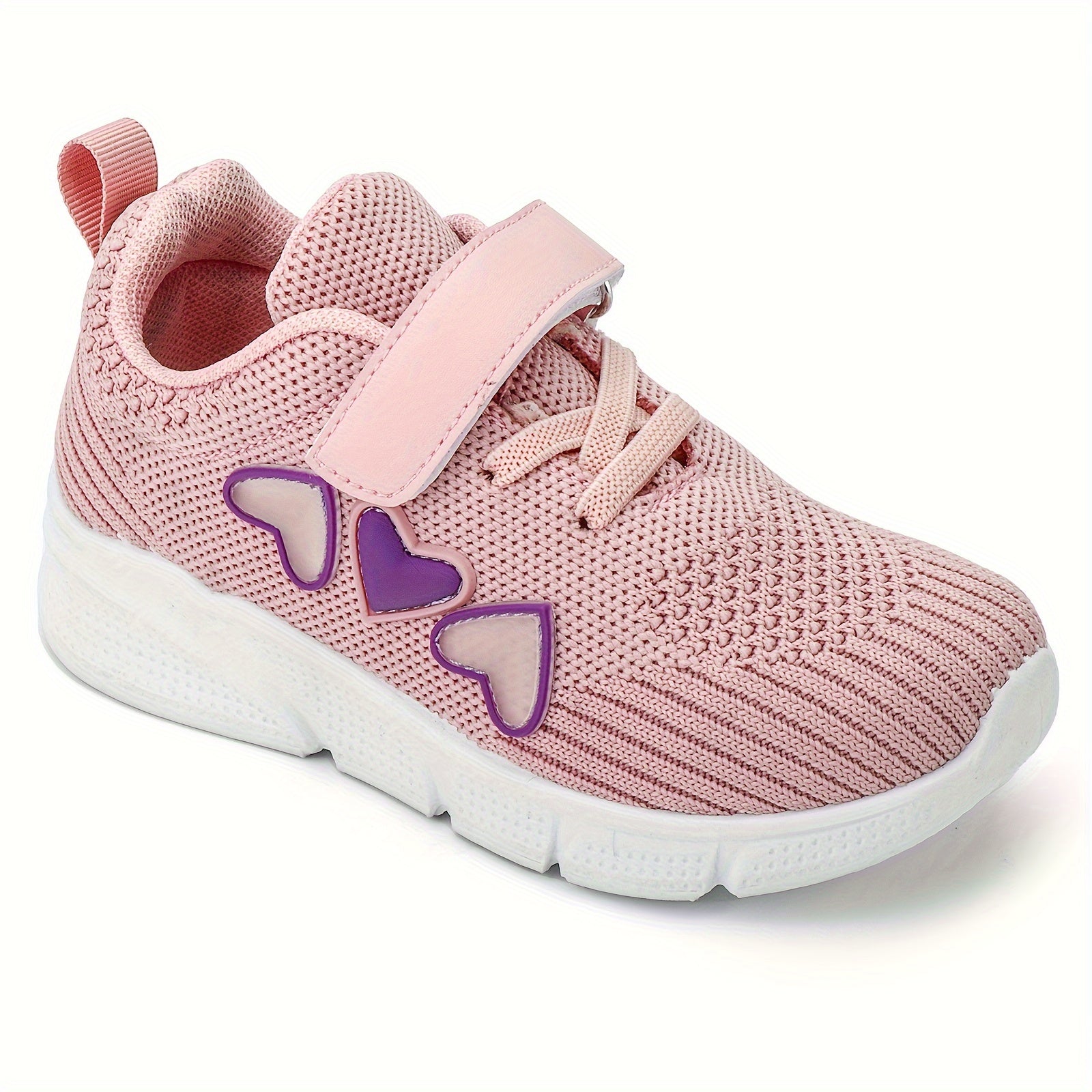 Kids' Pink Heart Athletic Sneakers for Girls and Boys Breathable Lightweight Non-Slip Rubber Sole