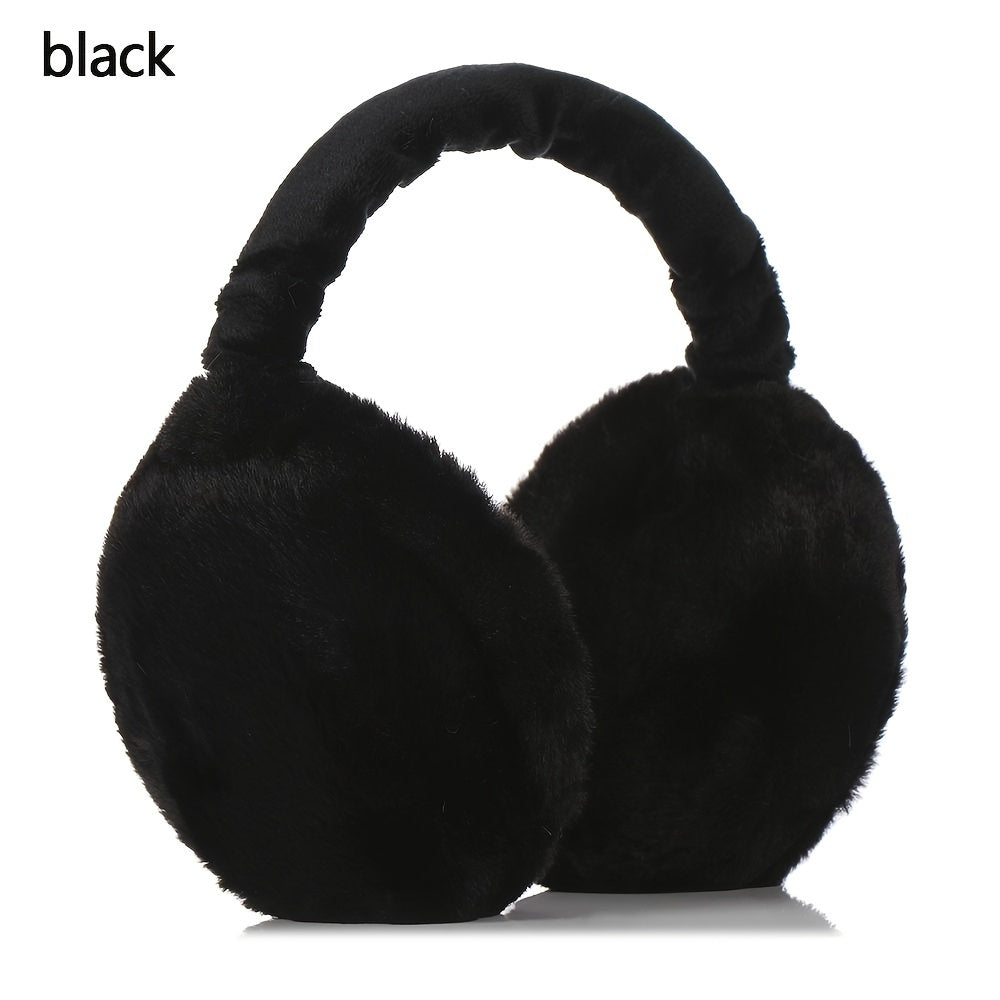 Unisex Plush Ear Muffs Winter Warmth Soft Polyester Hand Washable
