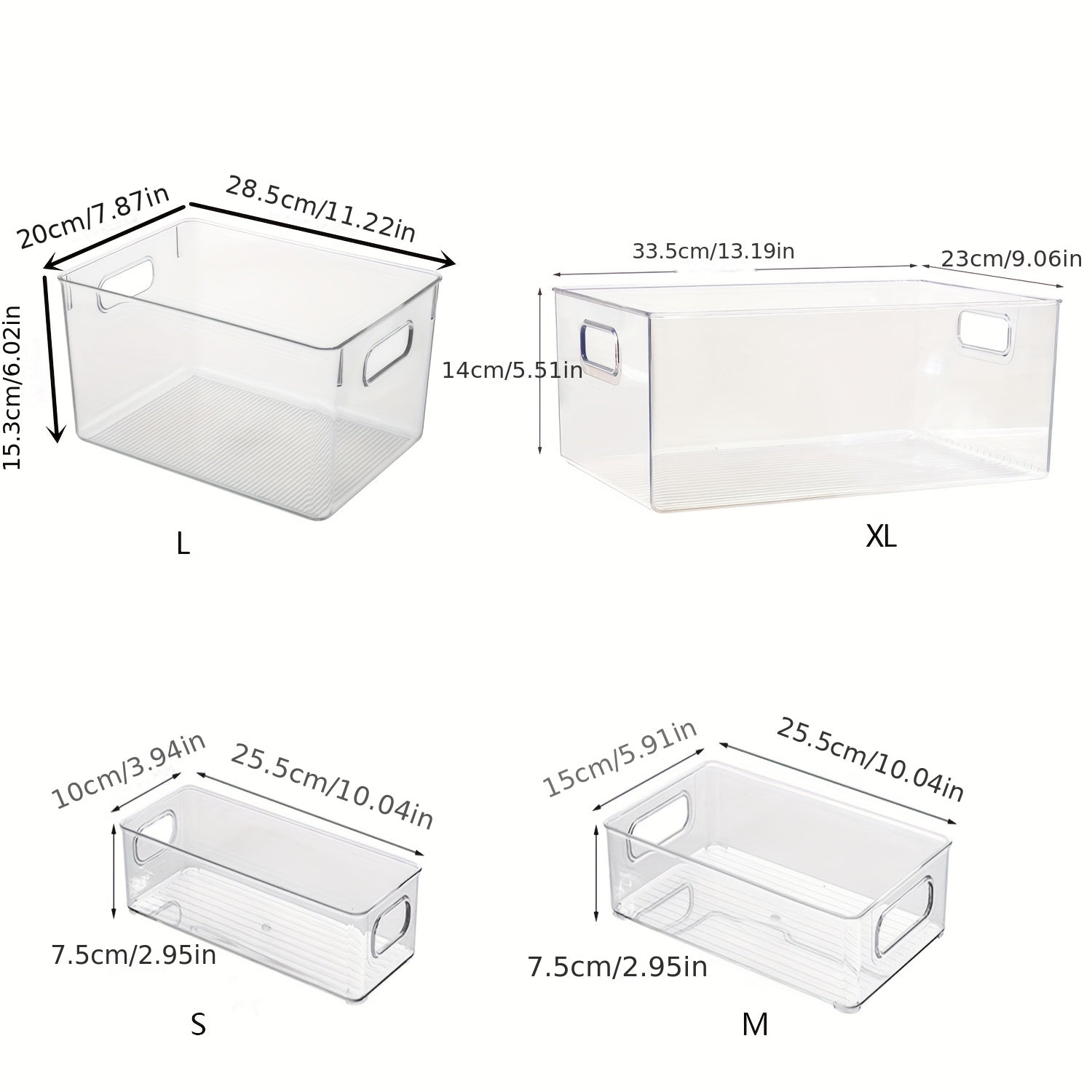 Clear Plastic Food Storage Bins with Handles for Refrigerator Pantry Freezer and Kitchen Organization