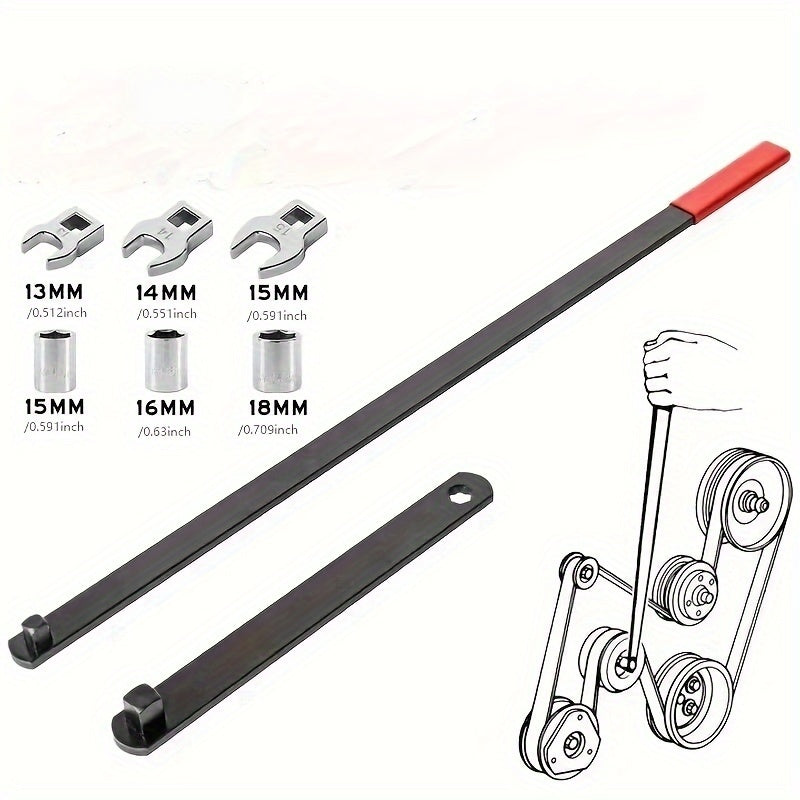 Universal Serpentine Belt Tensioner Tool Kit for Car Engines, 3/8 and 1/2 Inch Drive