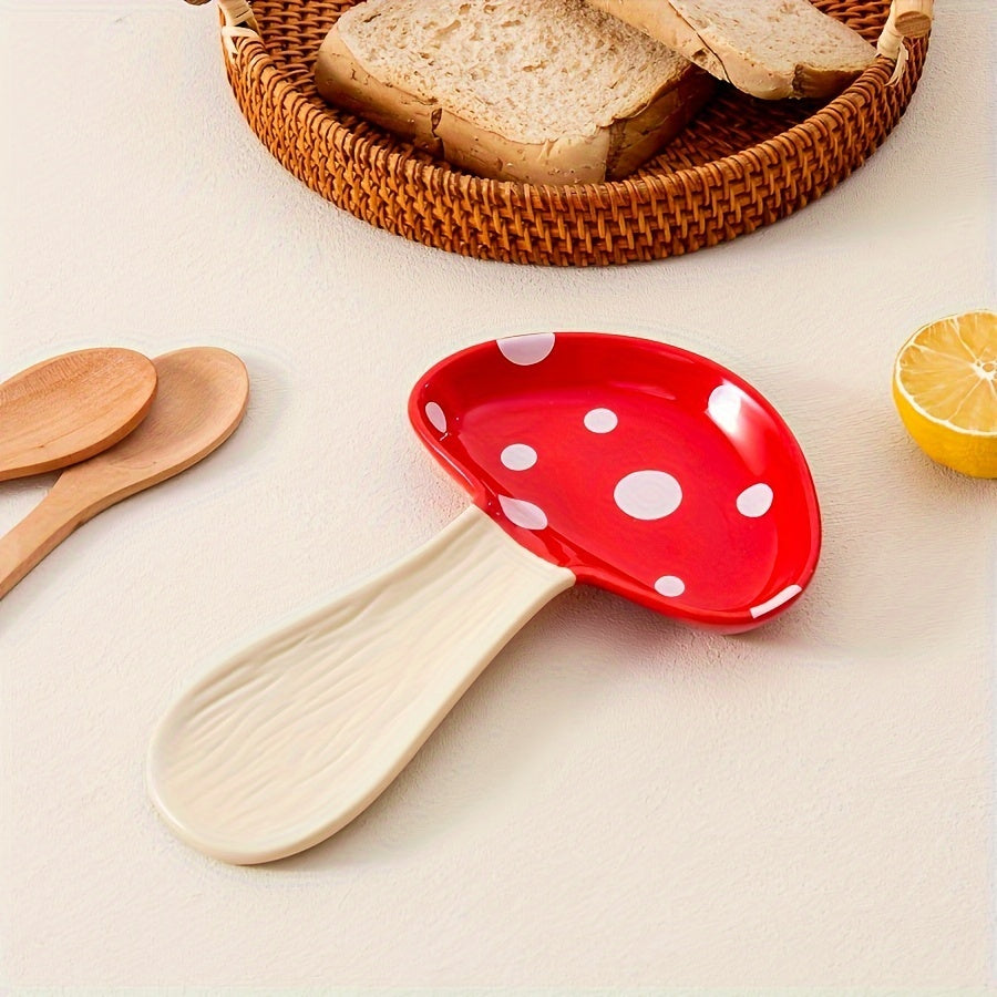 Ceramic Mushroom Spoon Rest High Temperature Resistant Cute Kitchenware Gift