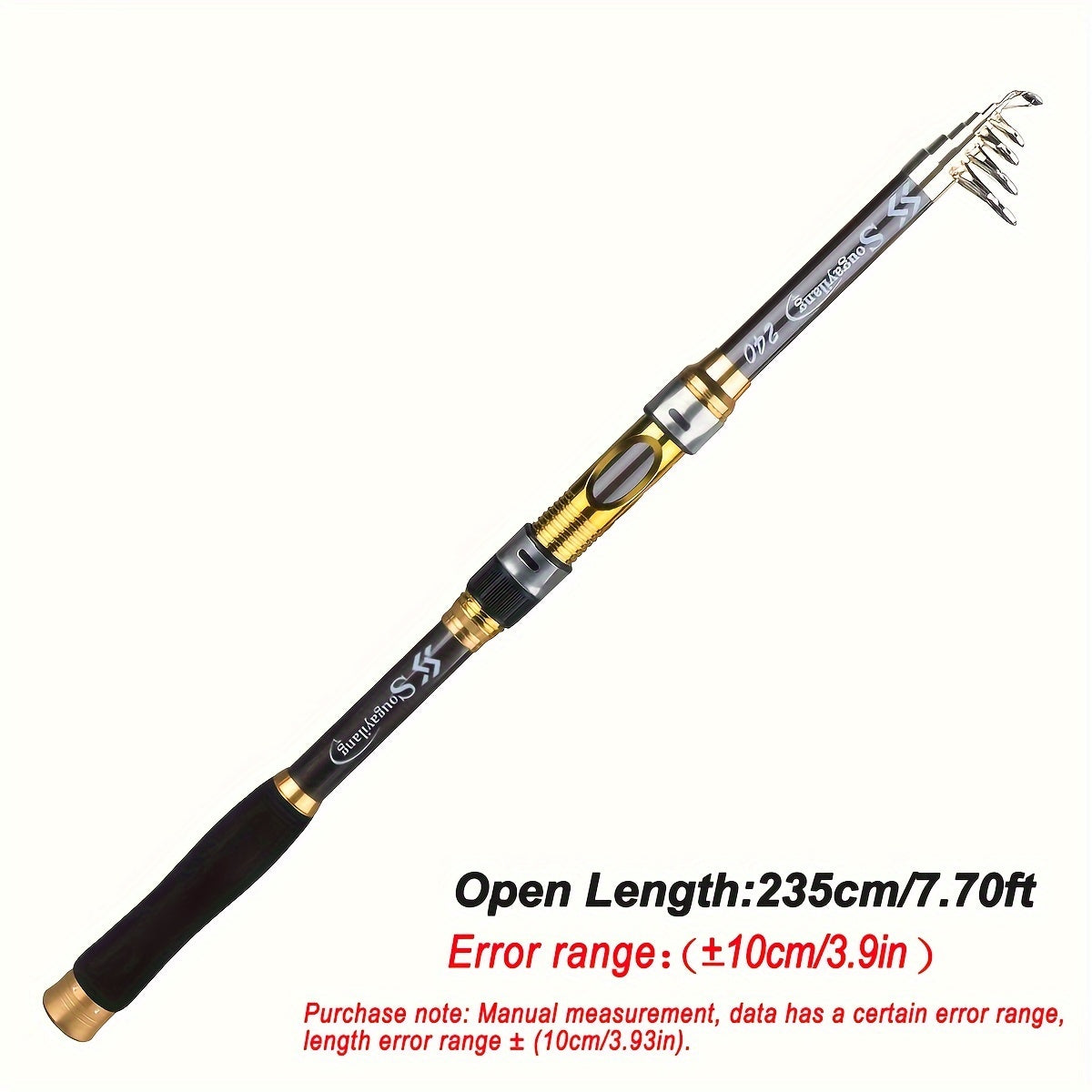 Ultralight Carbon Fiber Spinning Fishing Rod Portable Medium Action Extendable Length Comfortable Grip