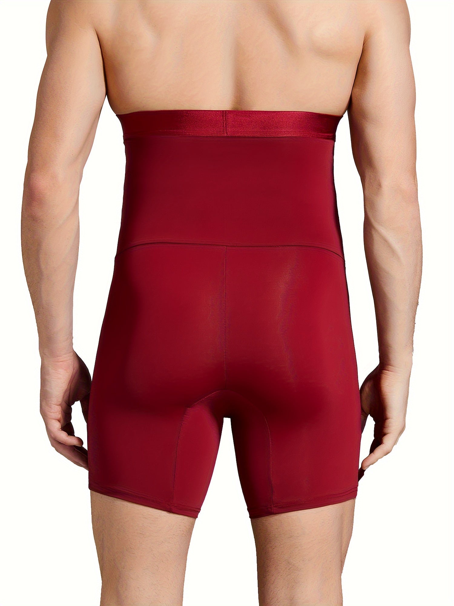 Men's High Waist Tummy Control Compression Shorts Nylon Spandex Athletic Fit Solid Color