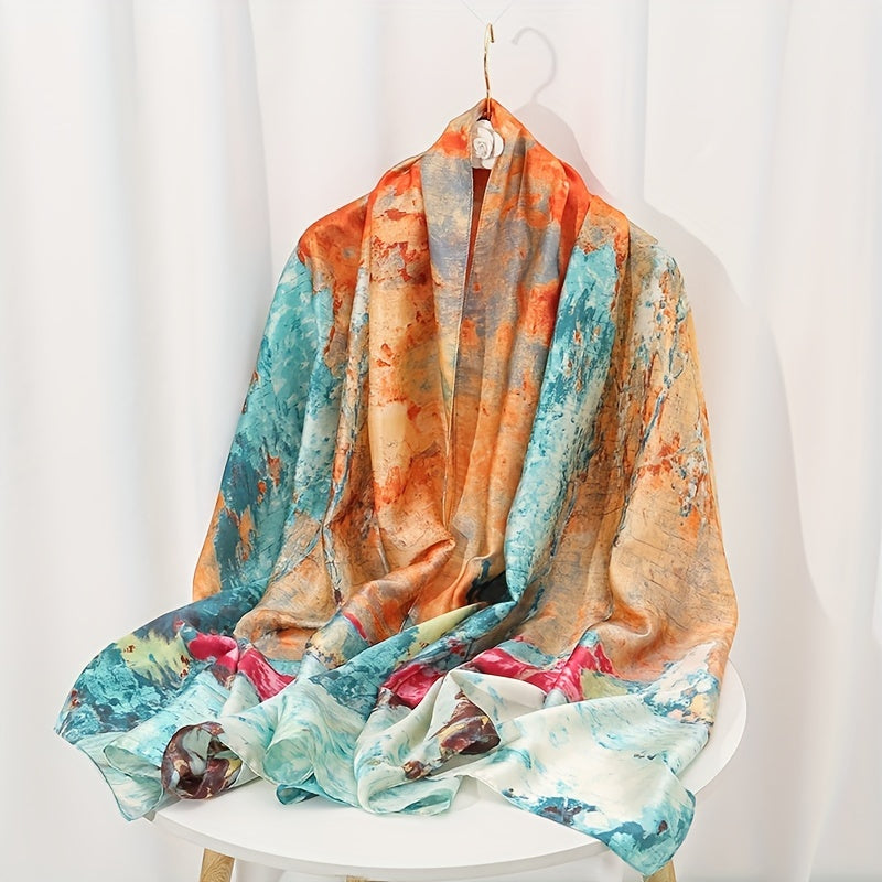 Unisex Shawl Scarf with Printed Landscape Design UV Protection Perfect Gift