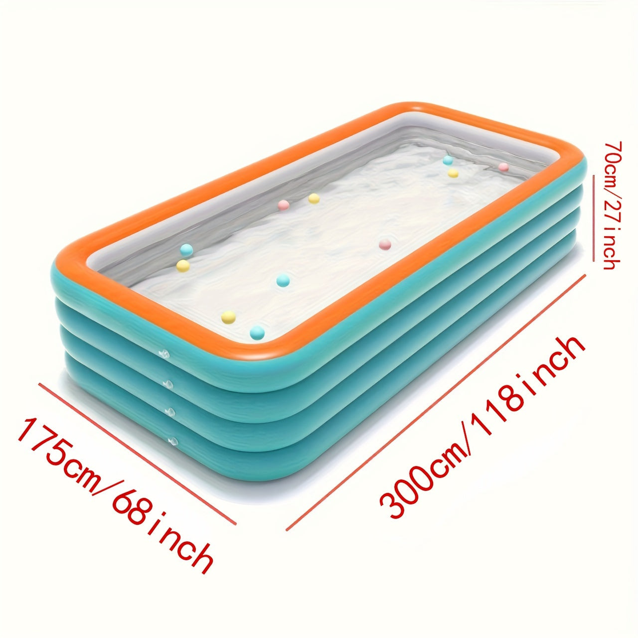 Piscina inflable grande para familias con 4 aros, resistente y duradera de PVC para exteriores
