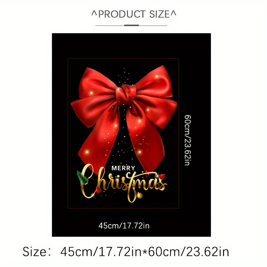 Festive Christmas Window Clings Red Bow and Merry Christmas Script Stickers