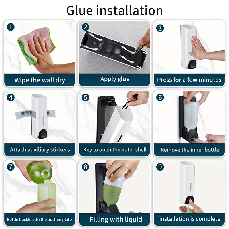 Wall-Mounted Soap Dispenser for Bathroom and Kitchen Storage, Plastic, Modern Design