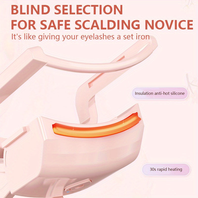 USB Rechargeable Electric Eyelash Curler with Silicone Clip White Pink Long-Lasting Safe