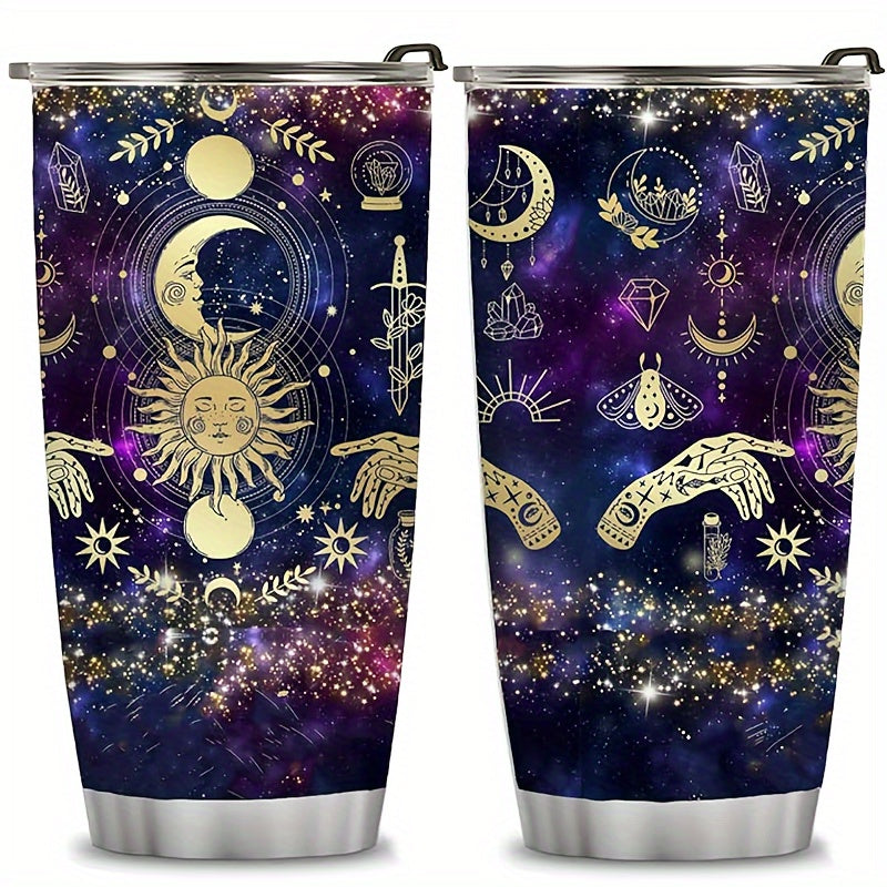 20oz Stainless Steel Tumbler with Stars and Moon Design for Travel and Office