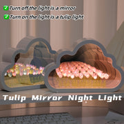 Tulip Cloud LED Night Light with Mirror Sea Effect for Bedroom Decor