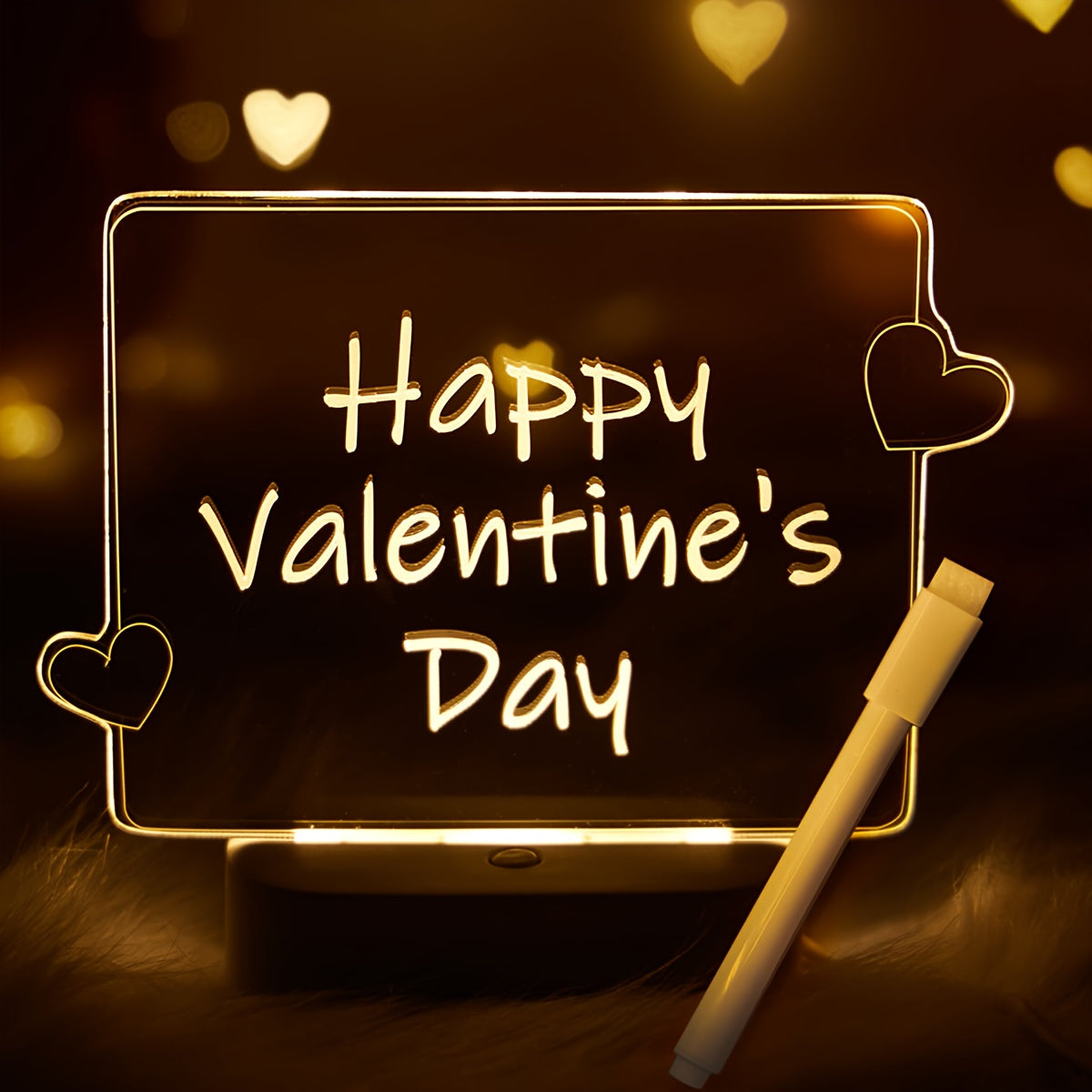 3D Heart Night Light with Erasable Message Pen for Wedding Bedroom Living Room Decoration