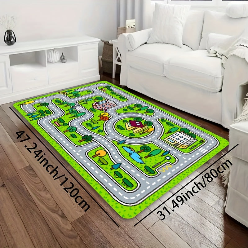 Cute Cartoon Pattern Play Area Rug Non-Slip Washable Floor Mat Multiple Sizes