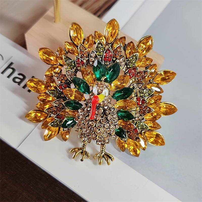 Luxury Peacock Brooch Pin Irregular Rhinestone Design for Women Men
